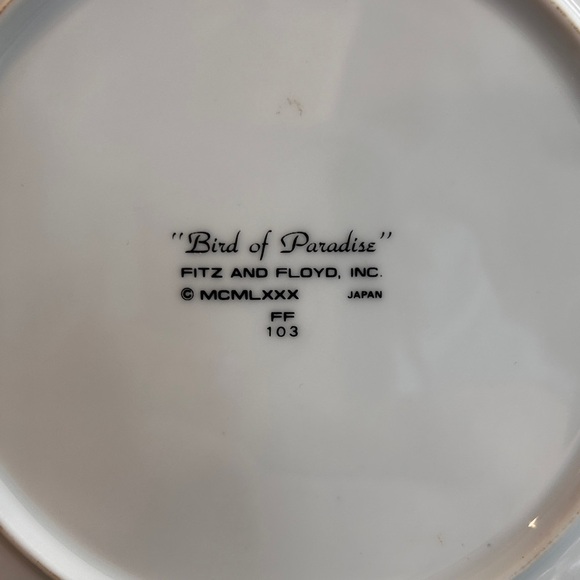 Fitz and Floyd  " Bird of Paradise" 7 1/2" Salad Plate, '80s Pristine Condition. - Picture 3 of 4